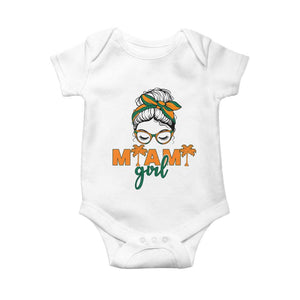 Miami Girl Messy Bun Bandana Baby Onesie South Florida Pride Palm Trees TS02 White Print Your Wear