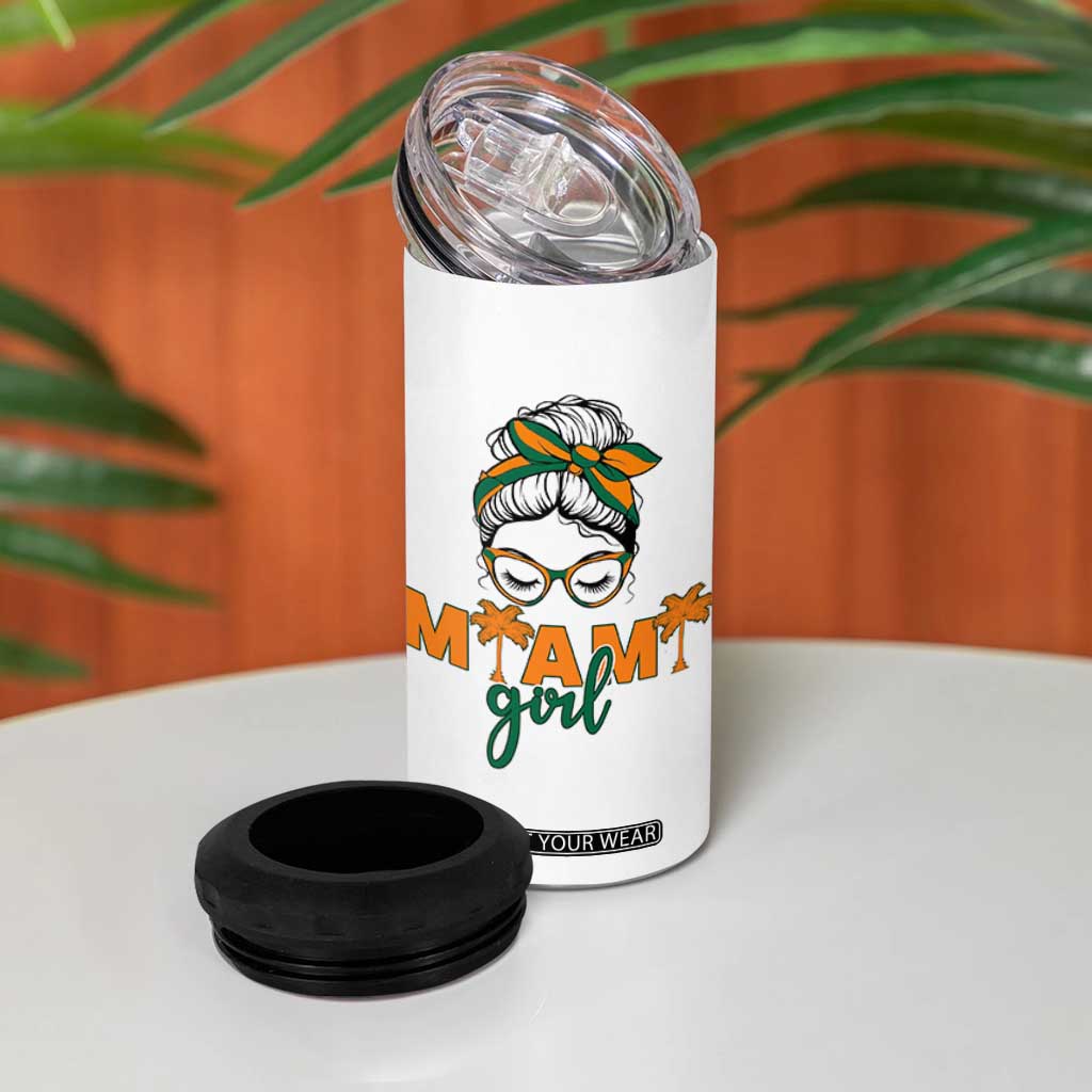 Miami Girl Messy Bun Bandana 4 in 1 Can Cooler Tumbler South Florida Pride Palm Trees TS02 Print Your Wear