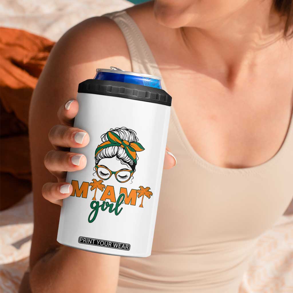 Miami Girl Messy Bun Bandana 4 in 1 Can Cooler Tumbler South Florida Pride Palm Trees TS02 Print Your Wear