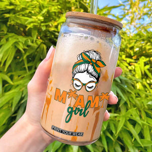 Miami Girl Messy Bun Bandana Glass Can South Florida Pride Palm Trees TS02 White Print Your Wear
