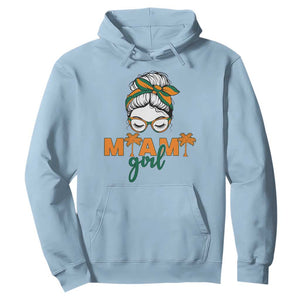 Miami Girl Messy Bun Bandana Hoodie South Florida Pride Palm Trees TS02 Light Blue Print Your Wear
