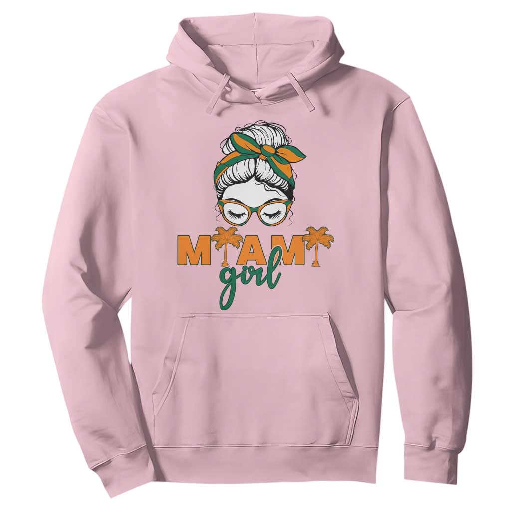Miami Girl Messy Bun Bandana Hoodie South Florida Pride Palm Trees TS02 Light Pink Print Your Wear