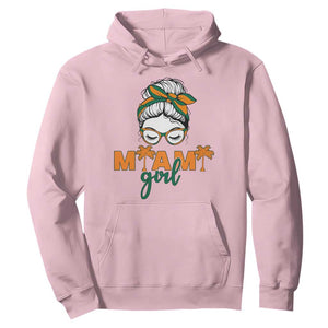 Miami Girl Messy Bun Bandana Hoodie South Florida Pride Palm Trees TS02 Light Pink Print Your Wear