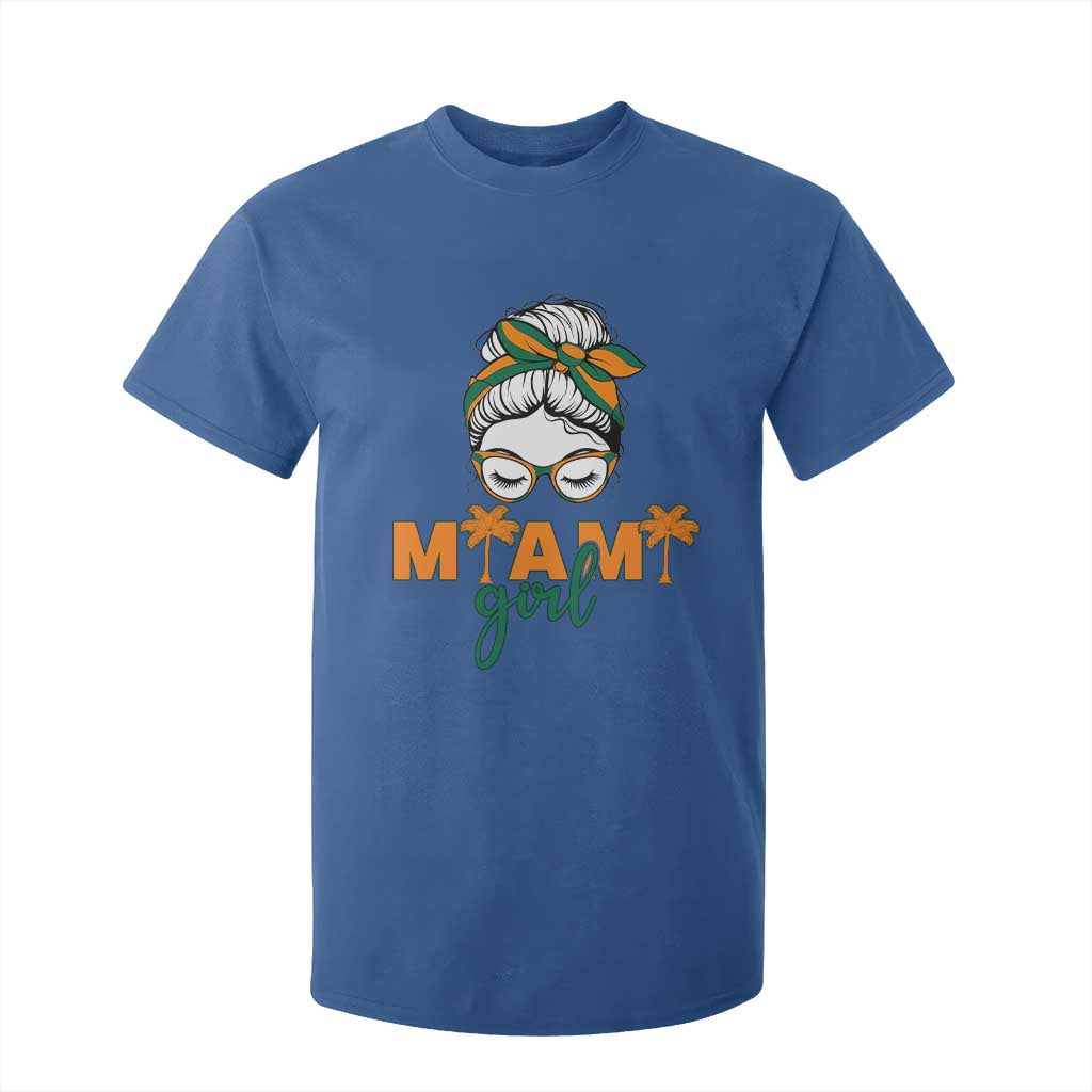 Miami Girl Messy Bun Bandana T Shirt For Kid South Florida Pride Palm Trees TS02 Royal Blue Print Your Wear