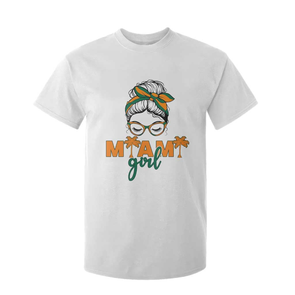 Miami Girl Messy Bun Bandana T Shirt For Kid South Florida Pride Palm Trees TS02 White Print Your Wear