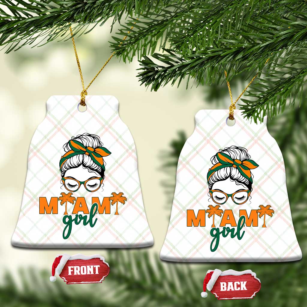 Miami Girl Messy Bun Bandana Ceramic Ornament South Florida Pride Palm Trees TS02 Print Your Wear