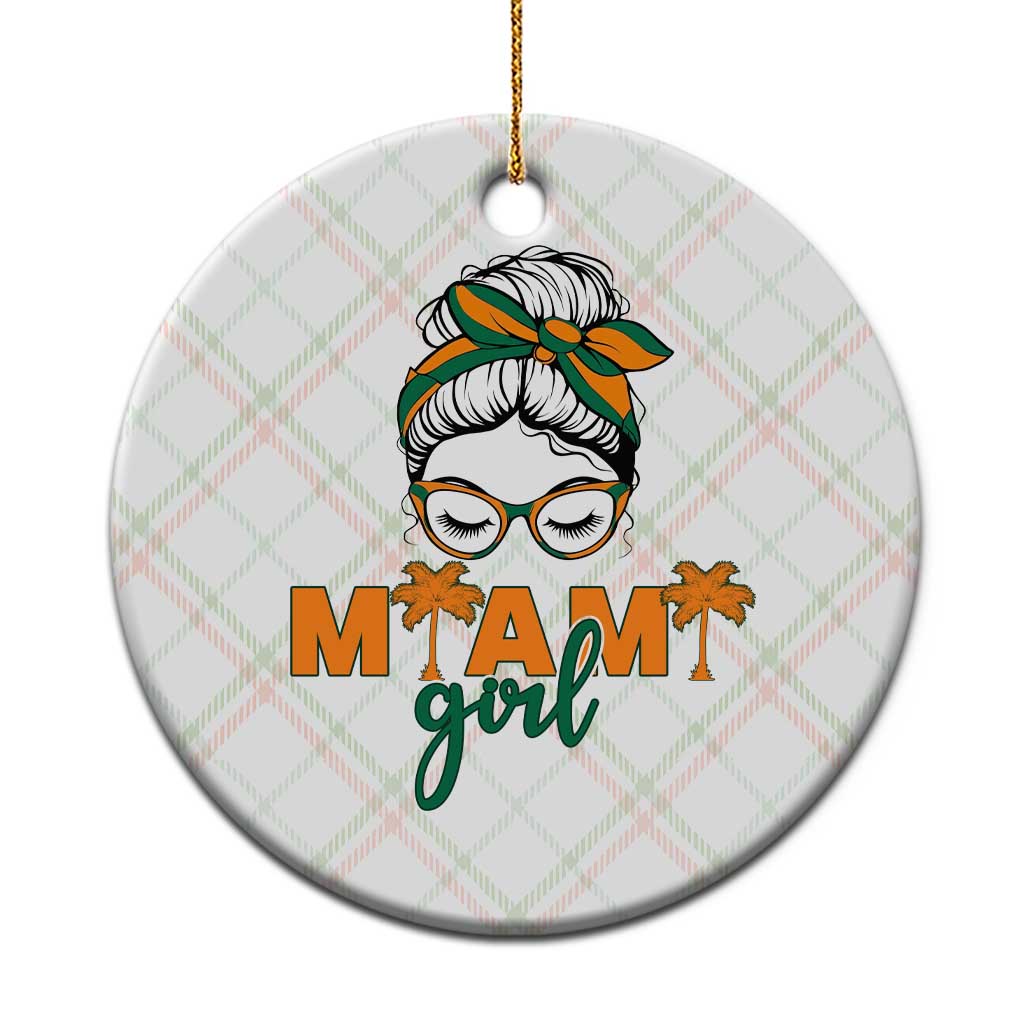 Miami Girl Messy Bun Bandana Ceramic Ornament South Florida Pride Palm Trees TS02 1pc Christmas Plaid Print Your Wear