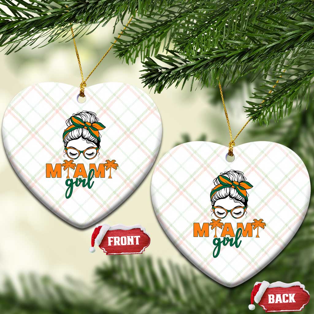 Miami Girl Messy Bun Bandana Ceramic Ornament South Florida Pride Palm Trees TS02 Print Your Wear