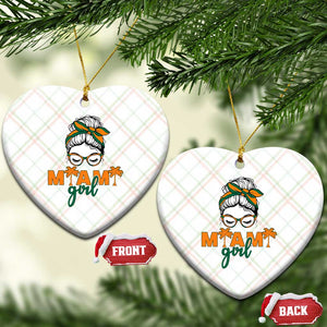 Miami Girl Messy Bun Bandana Ceramic Ornament South Florida Pride Palm Trees TS02 Print Your Wear