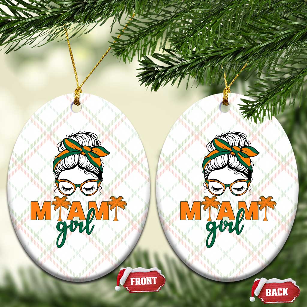 Miami Girl Messy Bun Bandana Ceramic Ornament South Florida Pride Palm Trees TS02 Print Your Wear