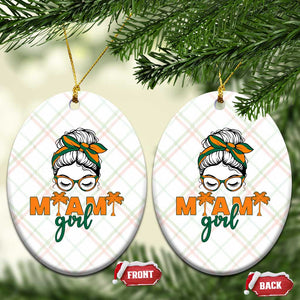 Miami Girl Messy Bun Bandana Ceramic Ornament South Florida Pride Palm Trees TS02 Print Your Wear