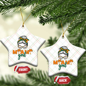 Miami Girl Messy Bun Bandana Ceramic Ornament South Florida Pride Palm Trees TS02 Print Your Wear
