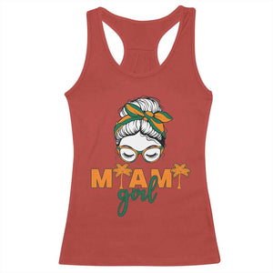 Miami Girl Messy Bun Bandana Racerback Tank Top South Florida Pride Palm Trees TS02 Red Print Your Wear