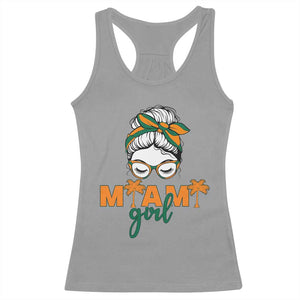 Miami Girl Messy Bun Bandana Racerback Tank Top South Florida Pride Palm Trees TS02 Sport Gray Print Your Wear