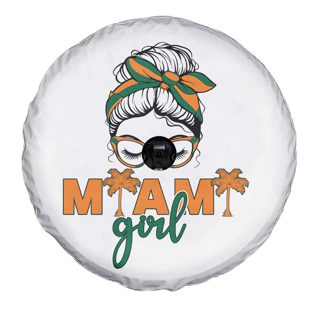 Miami Girl Messy Bun Bandana Spare Tire Cover South Florida Pride Palm Trees TS02 Print Your Wear