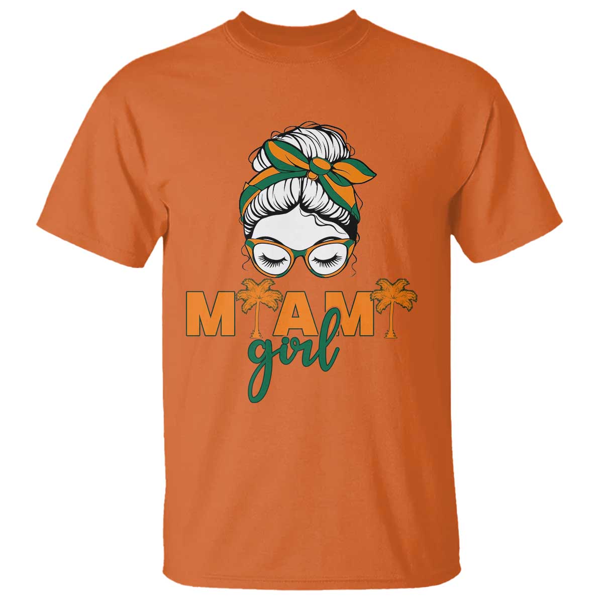 Miami Girl Messy Bun Bandana T Shirt South Florida Pride Palm Trees TS02 Orange Print Your Wear
