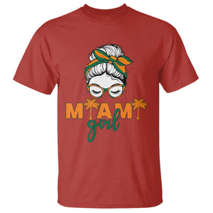 Miami Girl Messy Bun Bandana T Shirt South Florida Pride Palm Trees TS02 Red Print Your Wear