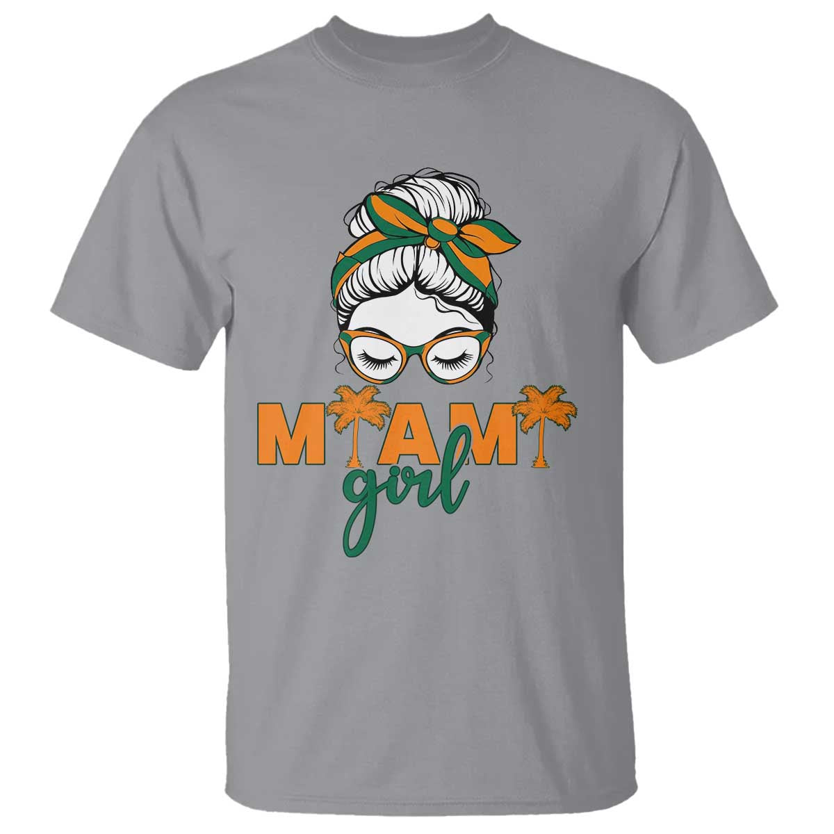 Miami Girl Messy Bun Bandana T Shirt South Florida Pride Palm Trees TS02 Sport Gray Print Your Wear