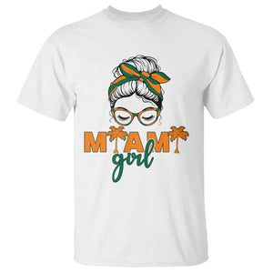 Miami Girl Messy Bun Bandana T Shirt South Florida Pride Palm Trees TS02 White Print Your Wear