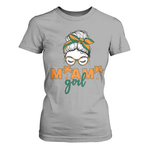 Miami Girl Messy Bun Bandana T Shirt For Women South Florida Pride Palm Trees TS02 Sport Gray Print Your Wear