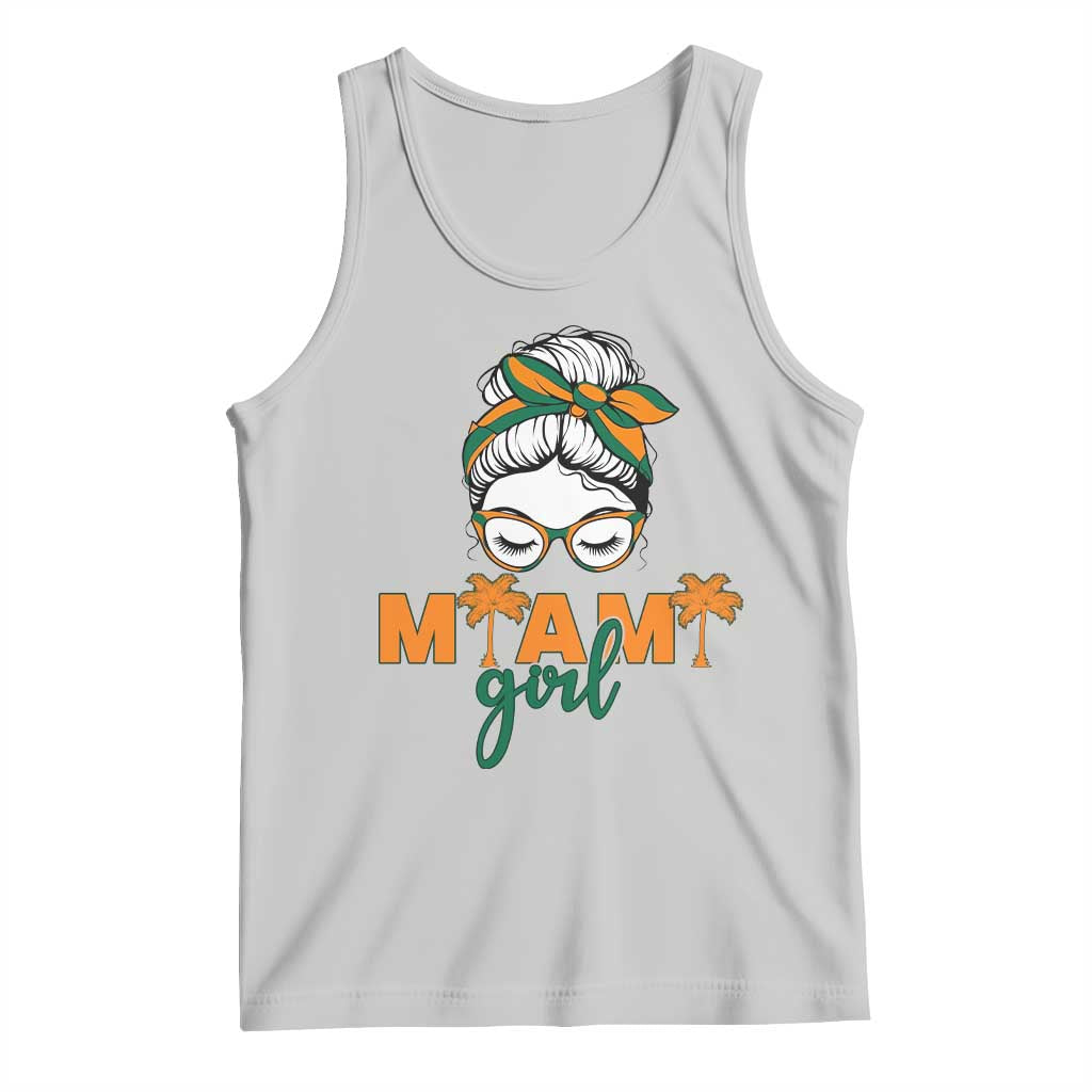 Miami Girl Messy Bun Bandana Tank Top South Florida Pride Palm Trees TS02 Ash Print Your Wear