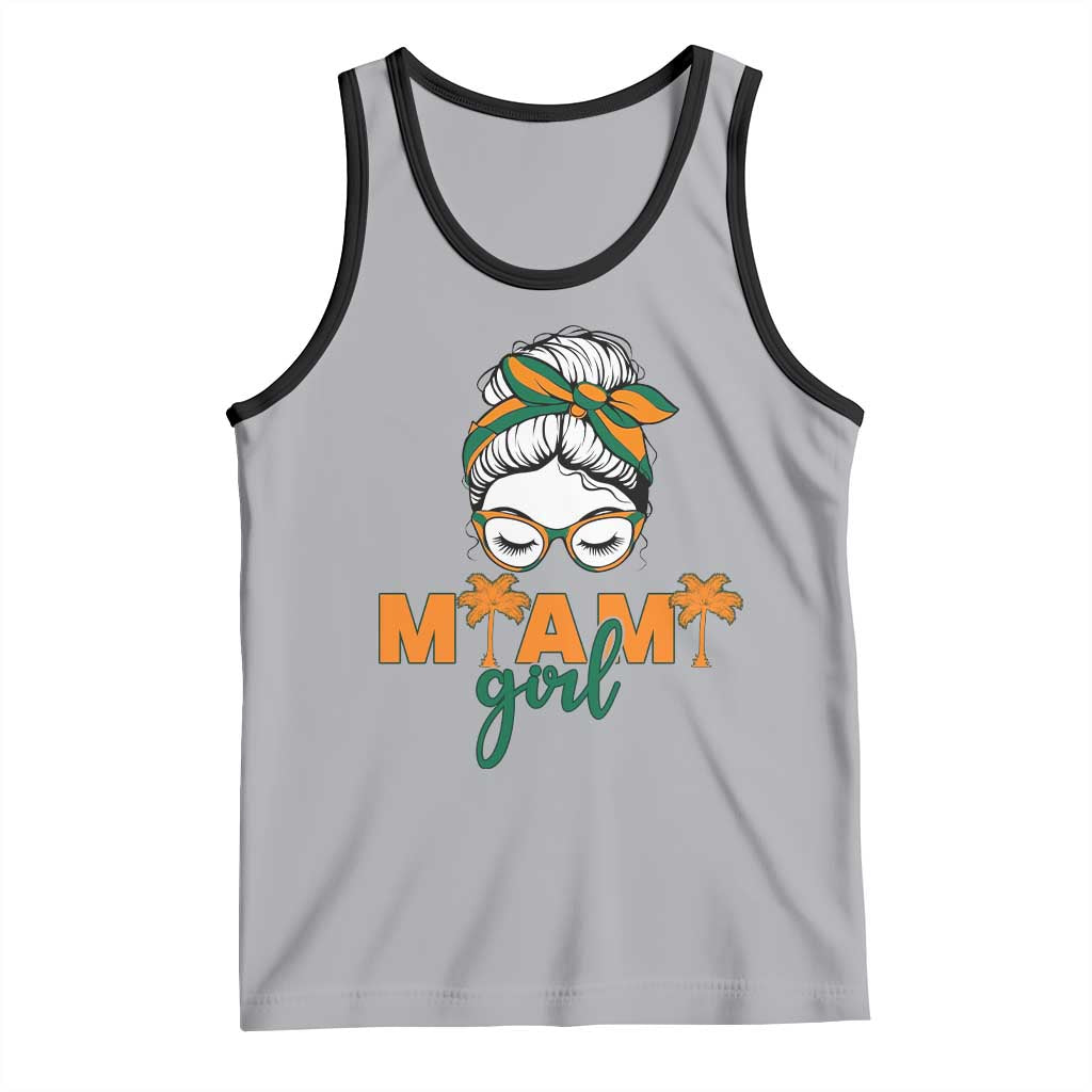 Miami Girl Messy Bun Bandana Tank Top South Florida Pride Palm Trees TS02 Athletic Heather Black Print Your Wear