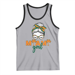 Miami Girl Messy Bun Bandana Tank Top South Florida Pride Palm Trees TS02 Athletic Heather Black Print Your Wear