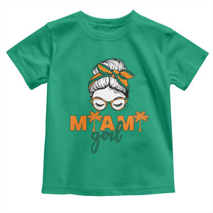 Miami Girl Messy Bun Bandana Toddler T Shirt South Florida Pride Palm Trees TS02 Irish Green Print Your Wear