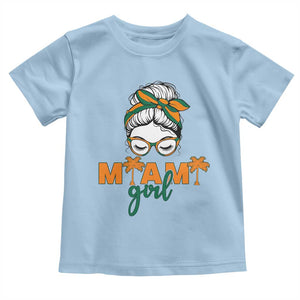 Miami Girl Messy Bun Bandana Toddler T Shirt South Florida Pride Palm Trees TS02 Light Blue Print Your Wear