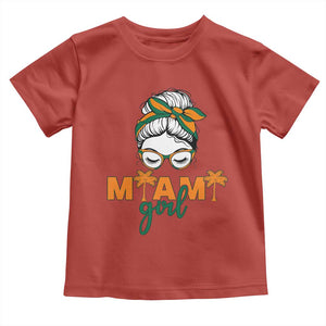 Miami Girl Messy Bun Bandana Toddler T Shirt South Florida Pride Palm Trees TS02 Red Print Your Wear
