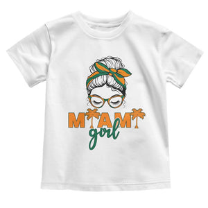Miami Girl Messy Bun Bandana Toddler T Shirt South Florida Pride Palm Trees TS02 White Print Your Wear