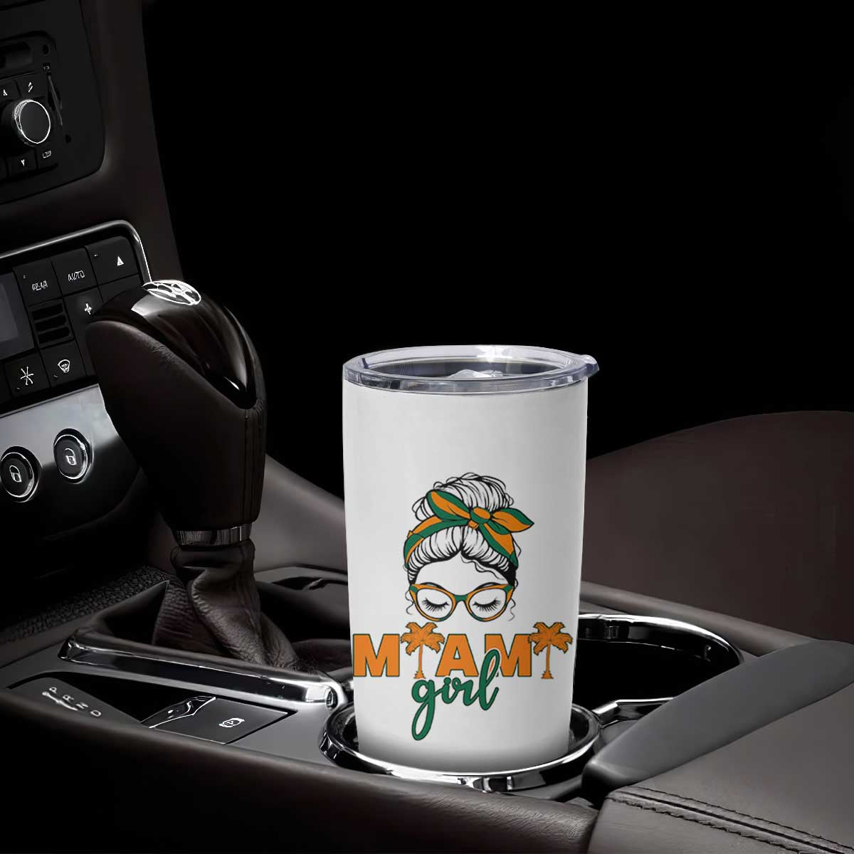 Miami Girl Messy Bun Bandana Tumbler Cup South Florida Pride Palm Trees TS02 Print Your Wear