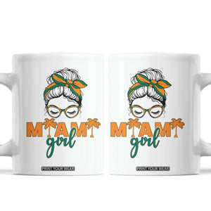 Miami Girl Messy Bun Bandana Coffee Mug South Florida Pride Palm Trees TS02 White Print Your Wear