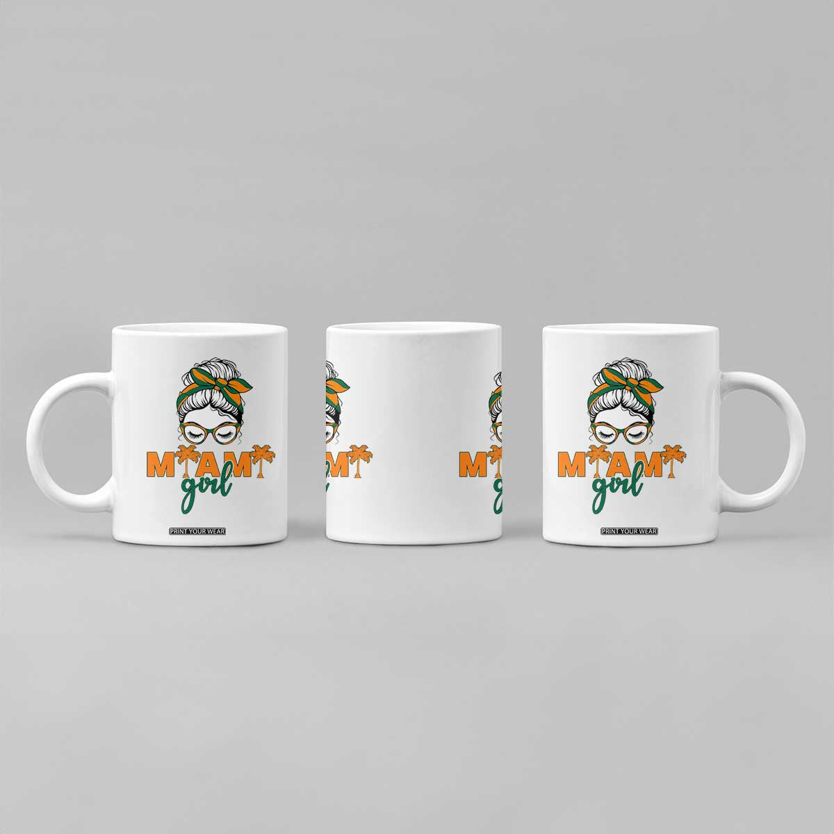 Miami Girl Messy Bun Bandana Coffee Mug South Florida Pride Palm Trees TS02 Print Your Wear
