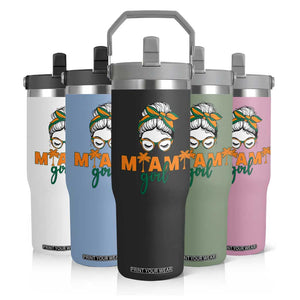 Miami Girl Messy Bun Bandana Flip Straw Tumbler South Florida Pride Palm Trees TS02 Print Your Wear