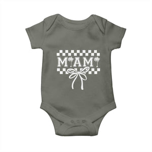 Preppy Miami Bow Aesthetic Baby Onesie Cute Checkered Palm Tree College Girl TS02 Military Green Print Your Wear