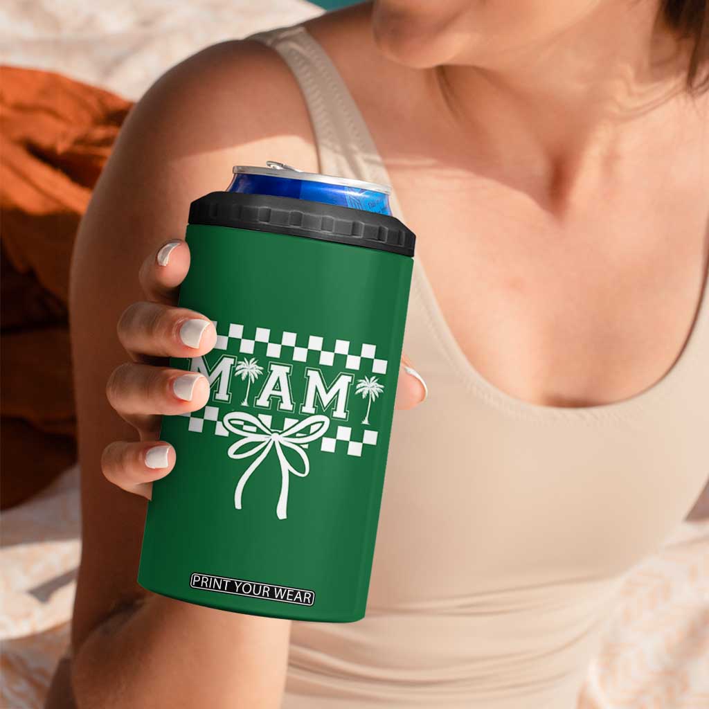 Preppy Miami Bow Aesthetic 4 in 1 Can Cooler Tumbler Cute Checkered Palm Tree College Girl TS02 Print Your Wear