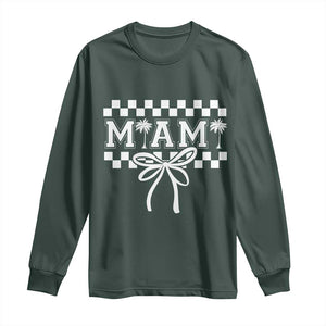 Preppy Miami Bow Aesthetic Long Sleeve Shirt Cute Checkered Palm Tree College Girl TS02 Dark Forest Green Print Your Wear