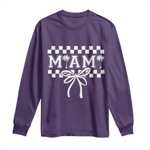 Preppy Miami Bow Aesthetic Long Sleeve Shirt Cute Checkered Palm Tree College Girl TS02 Purple Print Your Wear