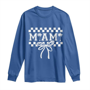 Preppy Miami Bow Aesthetic Long Sleeve Shirt Cute Checkered Palm Tree College Girl TS02 Royal Blue Print Your Wear