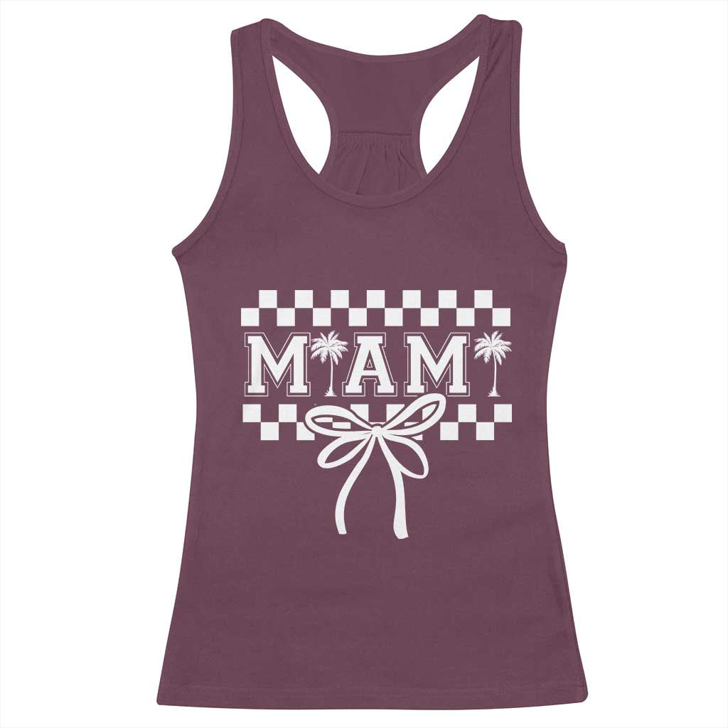 Preppy Miami Bow Aesthetic Racerback Tank Top Cute Checkered Palm Tree College Girl TS02 Maroon Print Your Wear