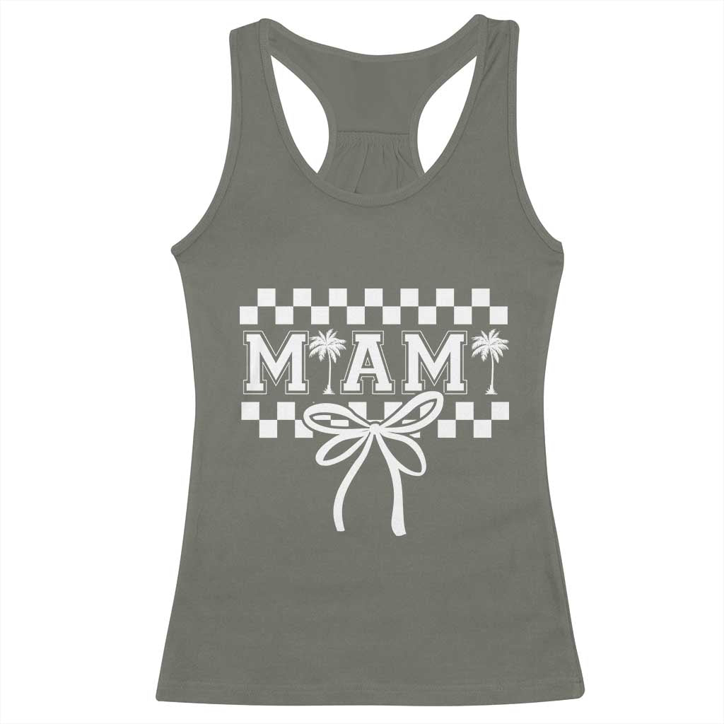 Preppy Miami Bow Aesthetic Racerback Tank Top Cute Checkered Palm Tree College Girl TS02 Military Green Print Your Wear