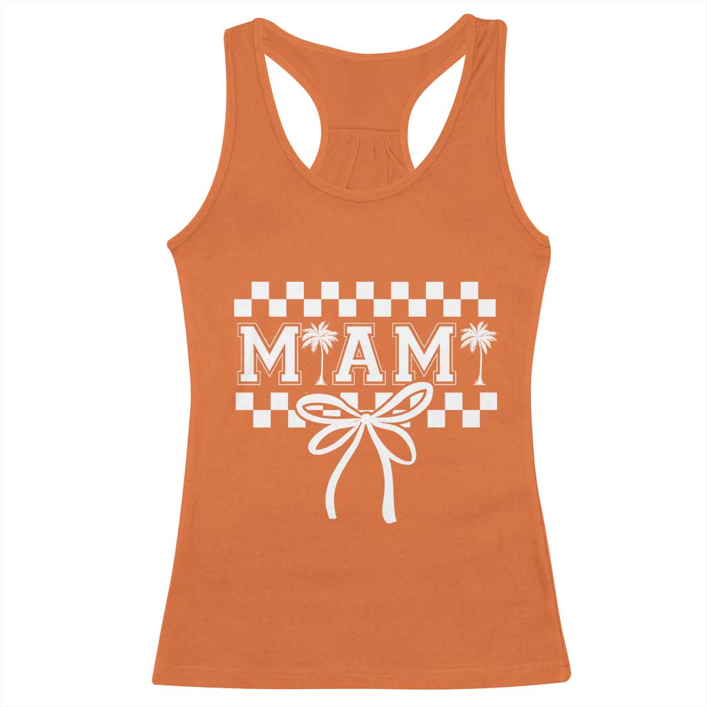 Preppy Miami Bow Aesthetic Racerback Tank Top Cute Checkered Palm Tree College Girl TS02 Orange Print Your Wear