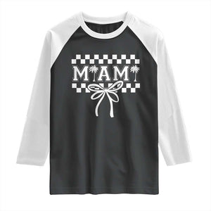 Preppy Miami Bow Aesthetic Raglan Shirt Cute Checkered Palm Tree College Girl TS02 Black White Print Your Wear