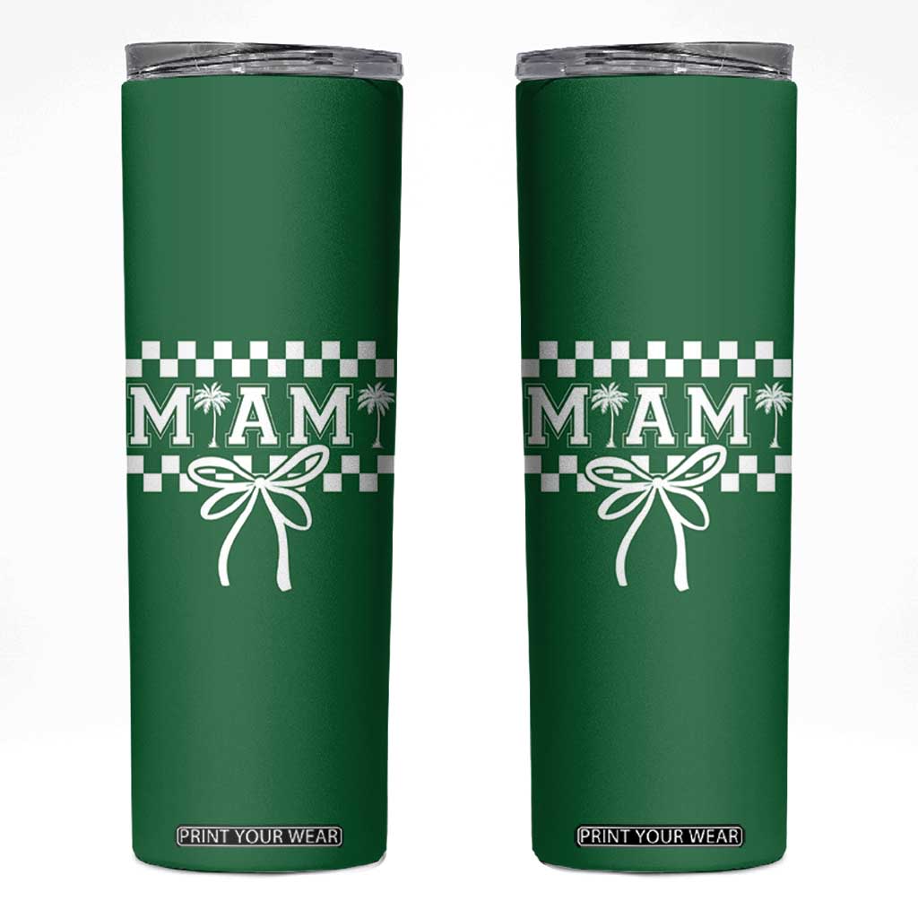 Preppy Miami Bow Aesthetic Skinny Tumbler Cute Checkered Palm Tree College Girl TS02 Irish Green Print Your Wear