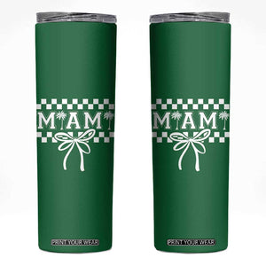 Preppy Miami Bow Aesthetic Skinny Tumbler Cute Checkered Palm Tree College Girl TS02 Irish Green Print Your Wear