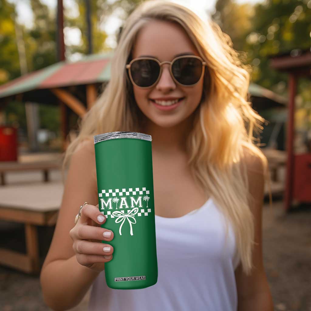 Preppy Miami Bow Aesthetic Skinny Tumbler Cute Checkered Palm Tree College Girl TS02 Print Your Wear