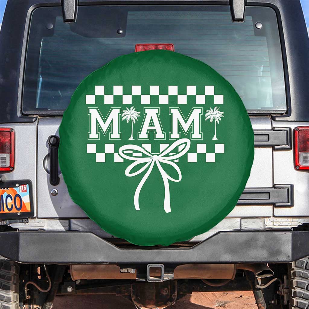 Preppy Miami Bow Aesthetic Spare Tire Cover Cute Checkered Palm Tree College Girl TS02 No hole Irish Green Print Your Wear