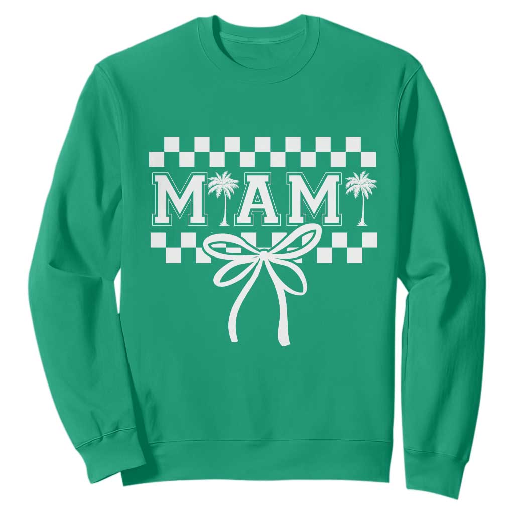 Preppy Miami Bow Aesthetic Sweatshirt Cute Checkered Palm Tree College Girl TS02 Irish Green Print Your Wear