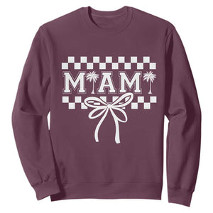 Preppy Miami Bow Aesthetic Sweatshirt Cute Checkered Palm Tree College Girl TS02 Maroon Print Your Wear